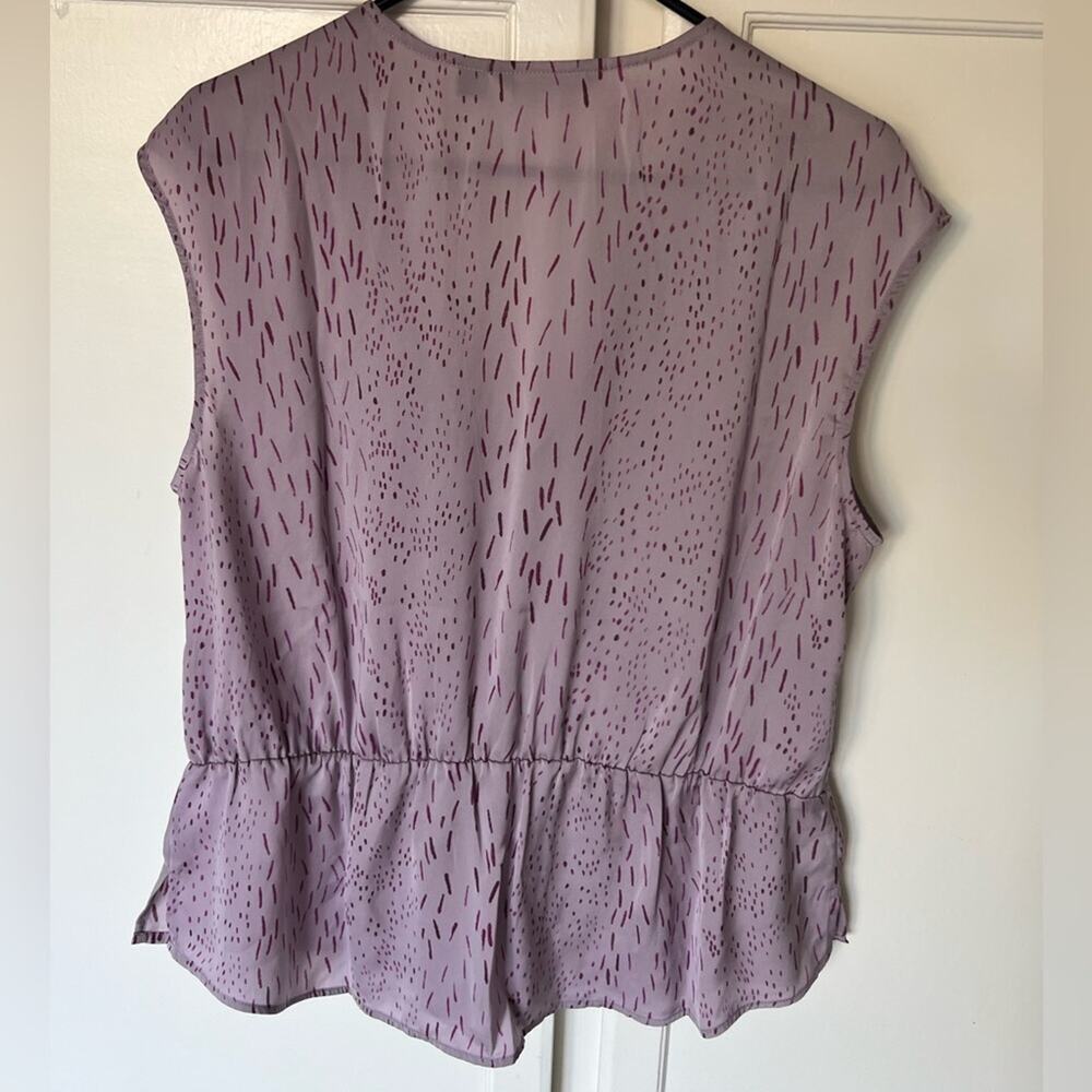 H by Halston Lavender Faux Wrap V-Neck Blouse Top Plus 18W Polyester Sleeveless - Picture 5 of 7